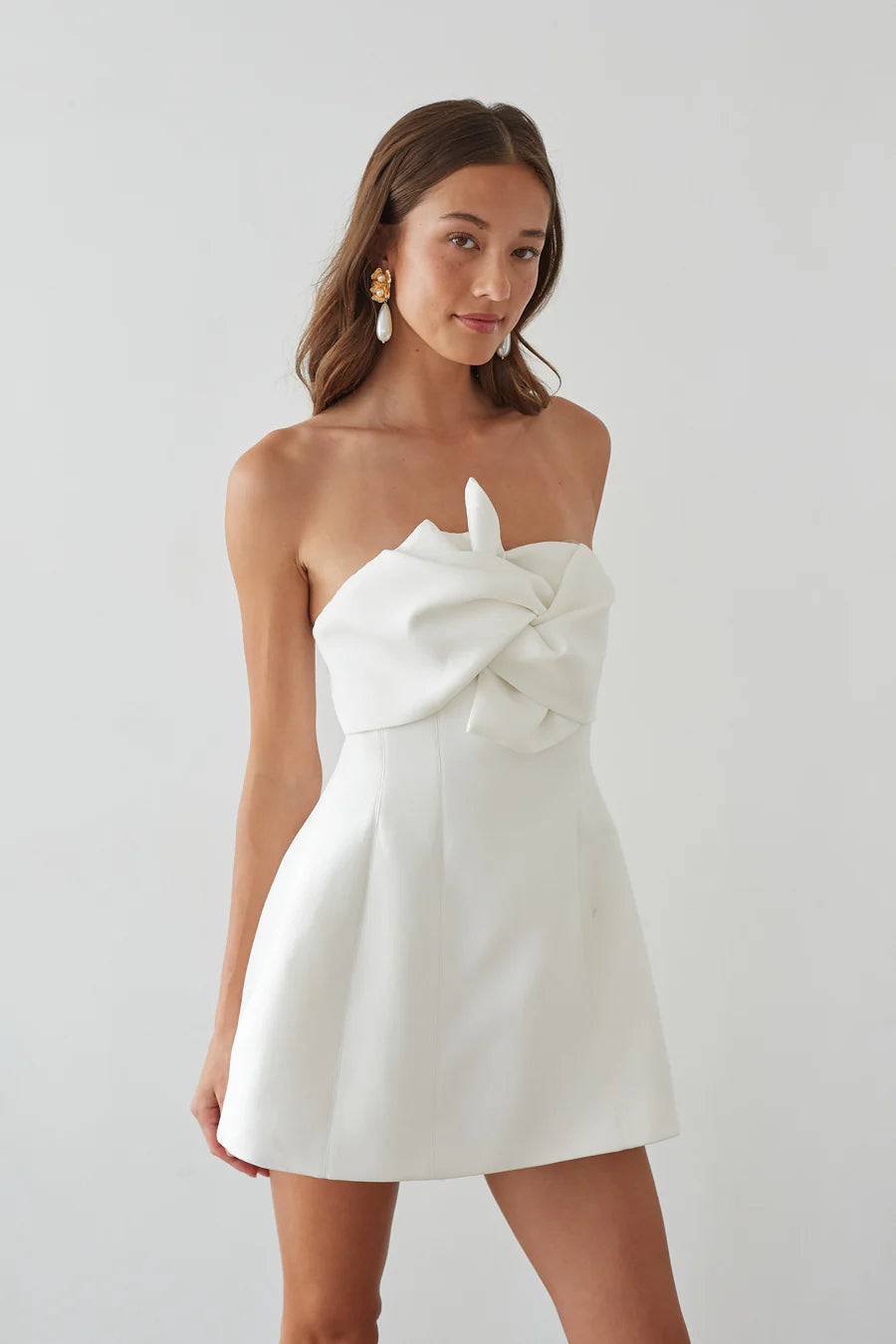 alix twist front bubble mini dress