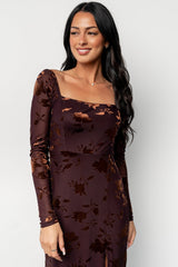 tamara midi dress | deep plum + dark bronze floral