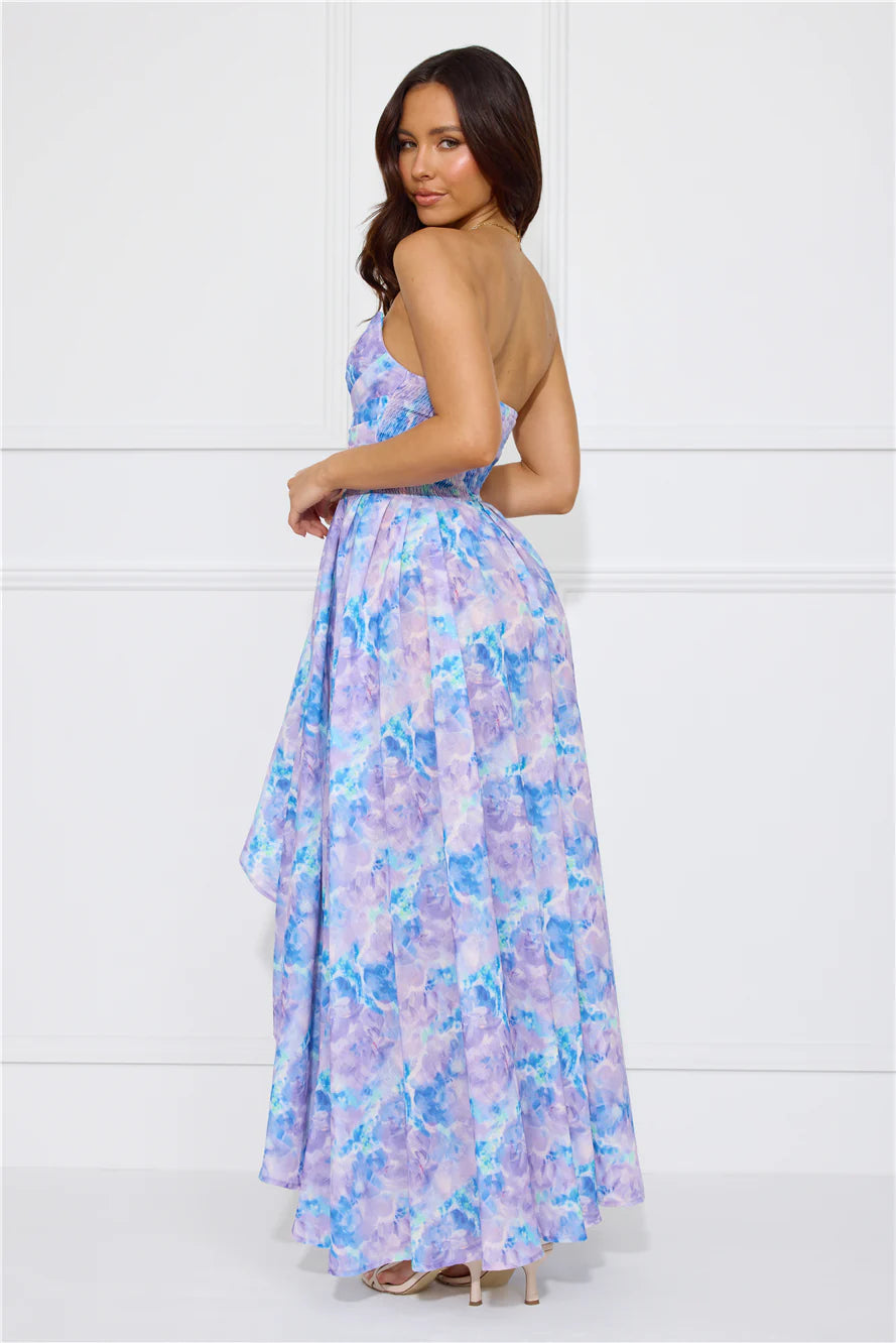 Moments Await Strapless Maxi Dress Lilac