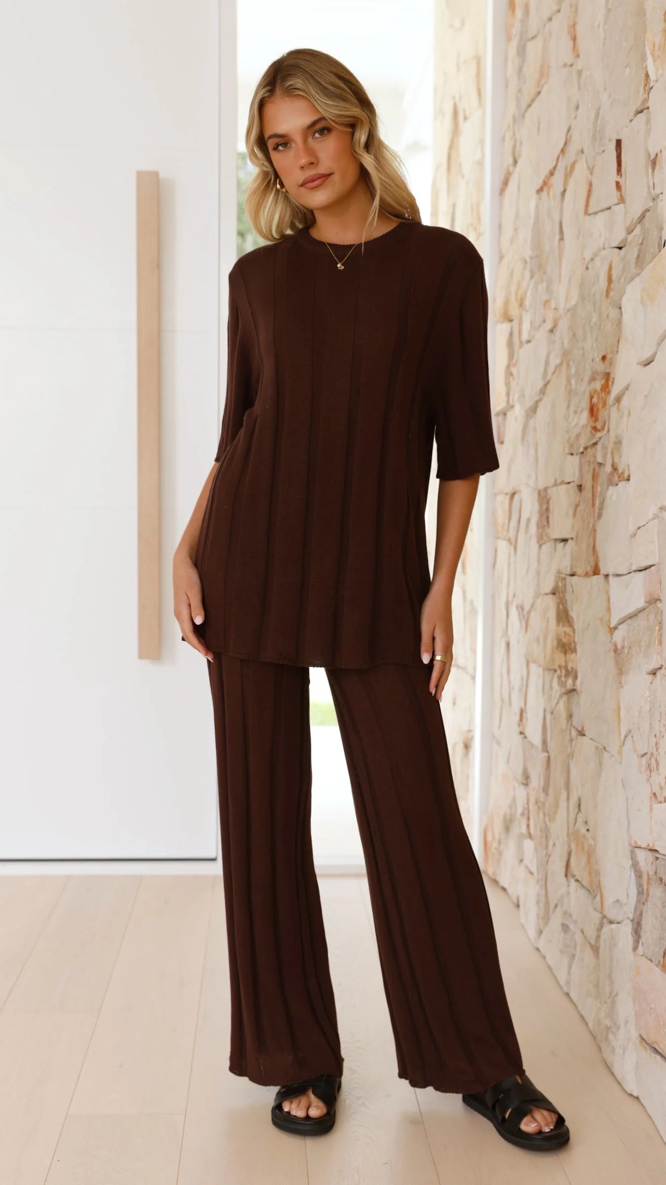 Bayu Knit Pants - Brown