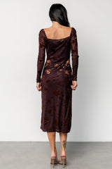 tamara midi dress | deep plum + dark bronze floral