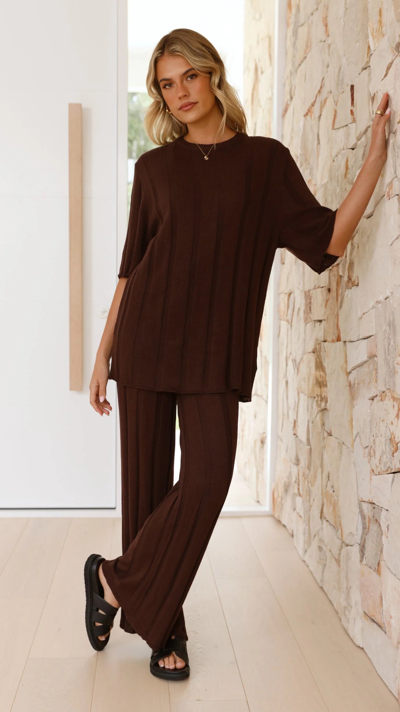 Bayu Knit Pants - Brown