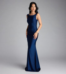 blanca boat neck mermaid formal dress